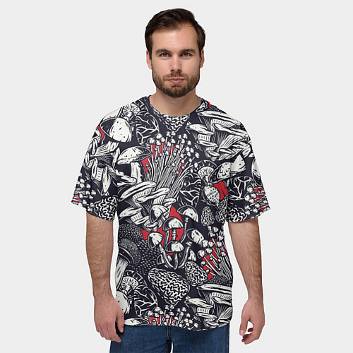 Мужская футболка оверсайз Разные грибы / 3D-принт – фото 3