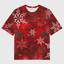 Футболка оверсайз мужская Рождественские узоры снежинки, цвет: 3D-принт