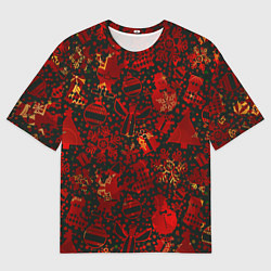 Мужская футболка оверсайз Ёлочные игрушки и ёлки