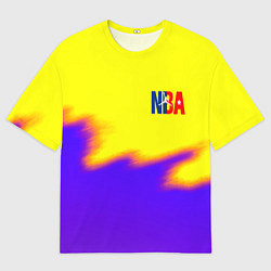 Футболка оверсайз мужская НБА баскетбол краски неоновые желтые, цвет: 3D-принт