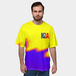 Футболка оверсайз мужская НБА баскетбол краски неоновые желтые, цвет: 3D-принт — фото 2