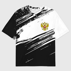 Футболка оверсайз мужская Герб РФ спортивные краски, цвет: 3D-принт