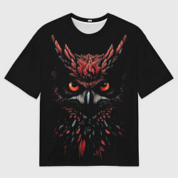 Футболка оверсайз мужская Красно черная сова, цвет: 3D-принт