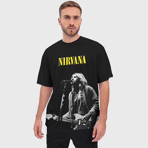 Мужская футболка оверсайз Группа Nirvana Курт Кобейн / 3D-принт – фото 3