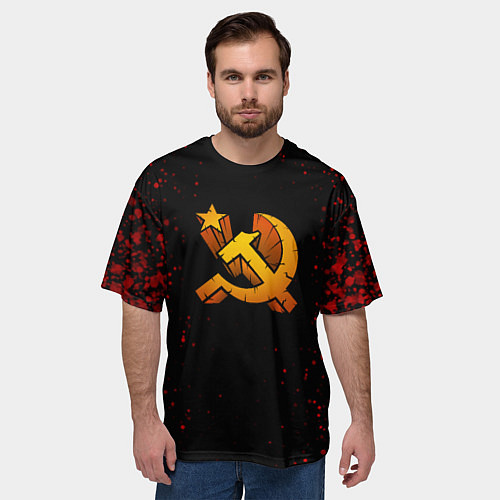 Мужская футболка оверсайз Серп и молот СССР краски / 3D-принт – фото 3