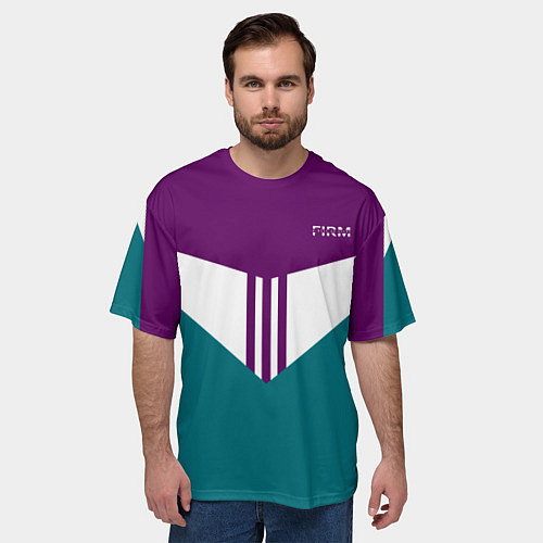 Мужская футболка оверсайз FIRM темная сирень и бирюза / 3D-принт – фото 3
