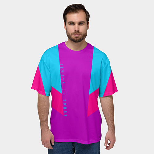 Мужская футболка оверсайз Always in sports сиреньевый / 3D-принт – фото 3