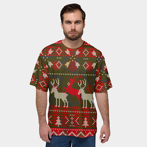 Мужская футболка оверсайз Рождественский орнамент / 3D-принт – фото 3