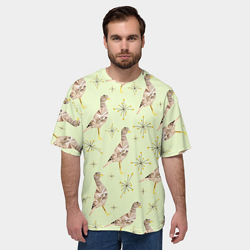 Мужская футболка оверсайз Авдотка птица и снежинка / 3D-принт – фото 3