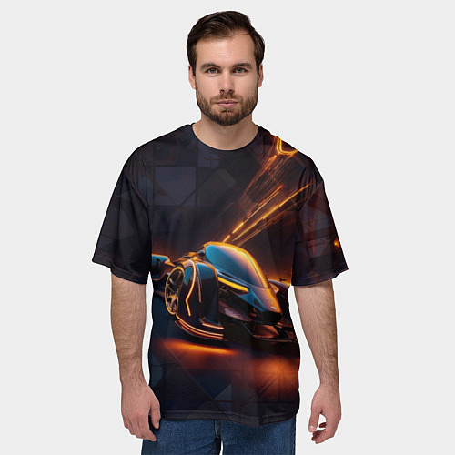 Мужская футболка оверсайз Киберболид / 3D-принт – фото 3