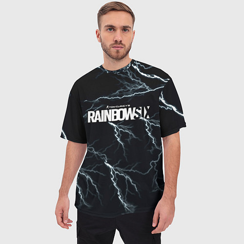 Мужская футболка оверсайз Радуга 6 шторм / 3D-принт – фото 3
