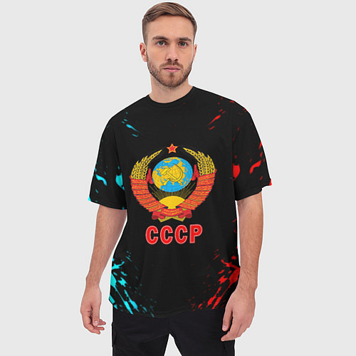 Мужская футболка оверсайз Моя страна СССР краски / 3D-принт – фото 3