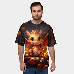 Футболка оверсайз мужская Дракошка в огоньках, цвет: 3D-принт — фото 2