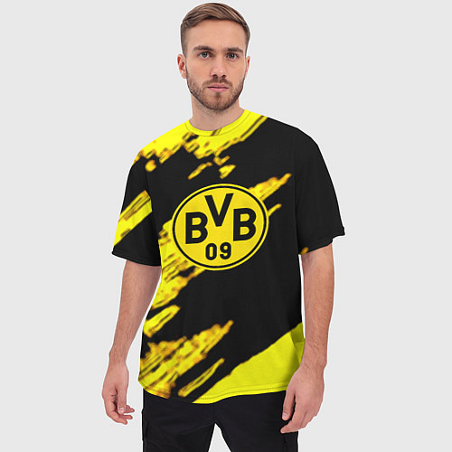 Мужская футболка оверсайз Боруссия Дортмунд желтый спорт / 3D-принт – фото 3