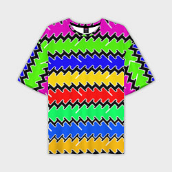 Мужская футболка оверсайз Горизонтальные разноцветные линии
