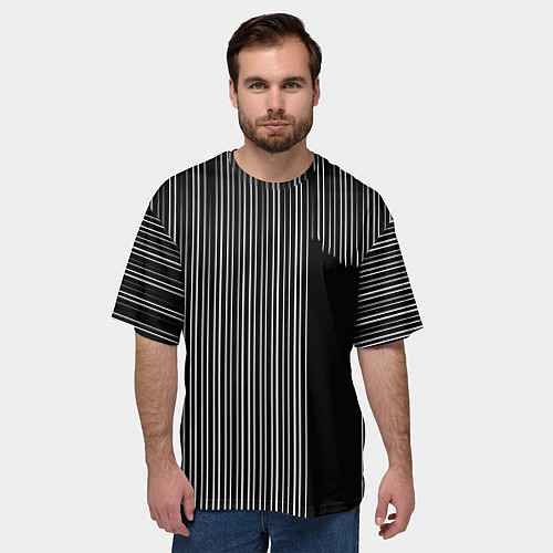 Мужская футболка оверсайз Visual zebra stripes / 3D-принт – фото 3