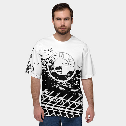 Мужская футболка оверсайз BMW sport splash color auto / 3D-принт – фото 3