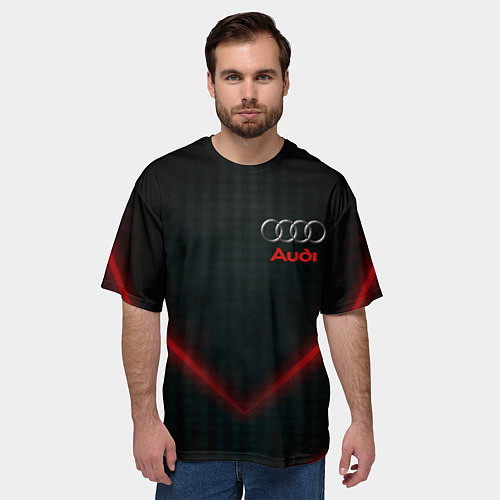 Мужская футболка оверсайз Audi stripes neon / 3D-принт – фото 3