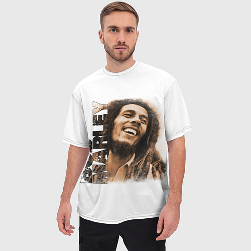 Мужская футболка оверсайз Музыкант Боб Марли арт / 3D-принт – фото 3