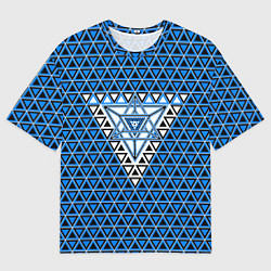 Футболка оверсайз мужская Синие и чёрные треугольники, цвет: 3D-принт