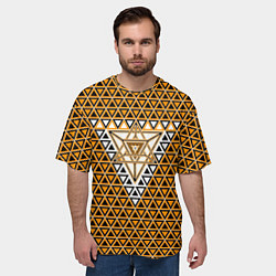 Футболка оверсайз мужская Жёлтые и чёрные треугольники, цвет: 3D-принт — фото 2