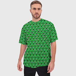 Футболка оверсайз мужская Зелёные и чёрные треугольники, цвет: 3D-принт — фото 2