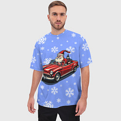 Футболка оверсайз мужская Дед Мороз едет на машине, цвет: 3D-принт — фото 2