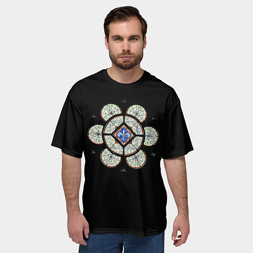 Мужская футболка оверсайз Готический витраж из Блуа / 3D-принт – фото 3
