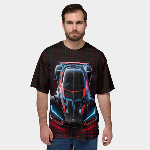 Мужская футболка оверсайз Болид NASCAR / 3D-принт – фото 3