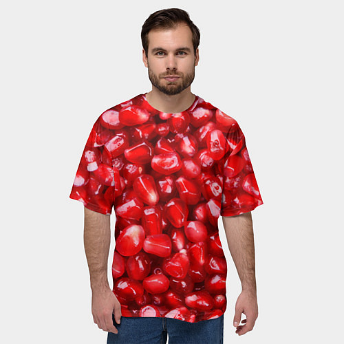 Мужская футболка оверсайз Спелые зёрна граната / 3D-принт – фото 3