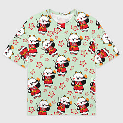 Футболка оверсайз мужская Котейка в кимоно, цвет: 3D-принт