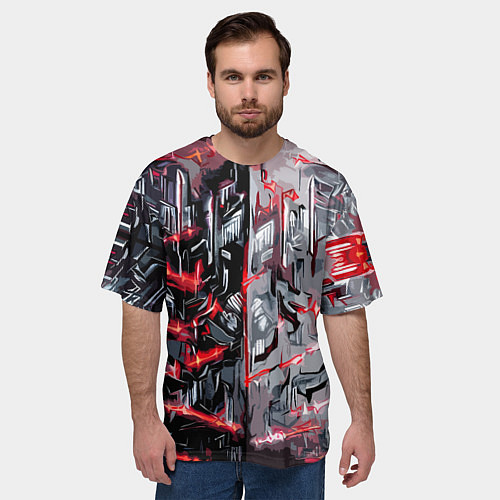 Мужская футболка оверсайз Адский доспех в царапинах / 3D-принт – фото 3
