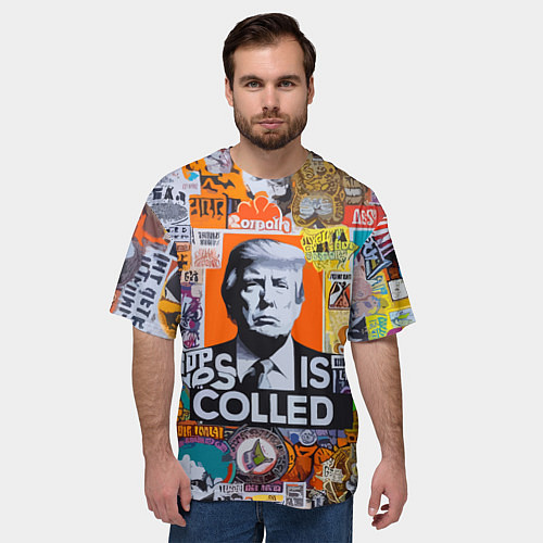 Мужская футболка оверсайз Donald Trump - american сollage / 3D-принт – фото 3
