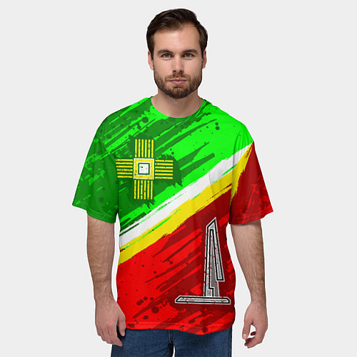 Мужская футболка оверсайз Флаг Зеленограадского АО / 3D-принт – фото 3