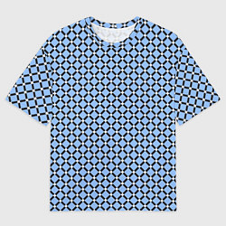 Футболка оверсайз мужская Паттерн сетка голубой, цвет: 3D-принт