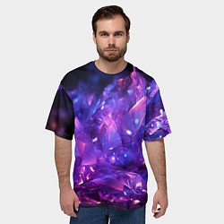 Футболка оверсайз мужская Синяя фиолетовая прозрачная абстракция, цвет: 3D-принт — фото 2