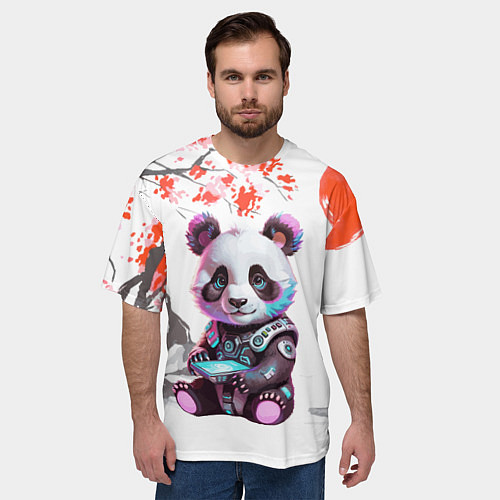 Мужская футболка оверсайз Funny panda - China / 3D-принт – фото 3