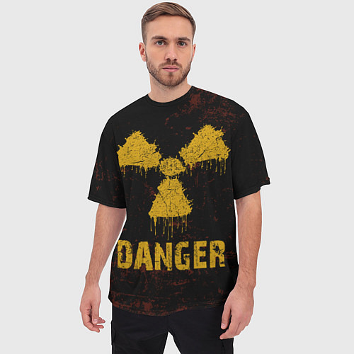 Мужская футболка оверсайз Опасный человек радиация / 3D-принт – фото 3