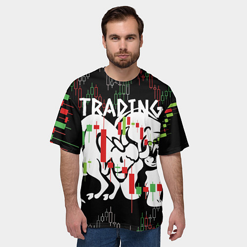 Мужская футболка оверсайз Трейдинг быков и медведей / 3D-принт – фото 3