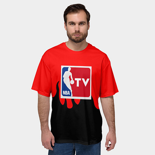 Мужская футболка оверсайз NBA sport flame / 3D-принт – фото 3