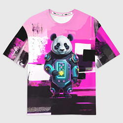 Футболка оверсайз мужская Funny panda - cyberpunk, цвет: 3D-принт