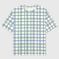 Футболка оверсайз мужская Сине-зелёный светлый полосатый, цвет: 3D-принт