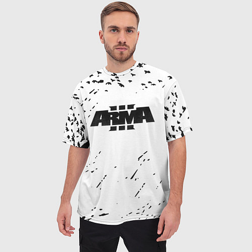 Мужская футболка оверсайз Arma 3 брызги красок экшен / 3D-принт – фото 3