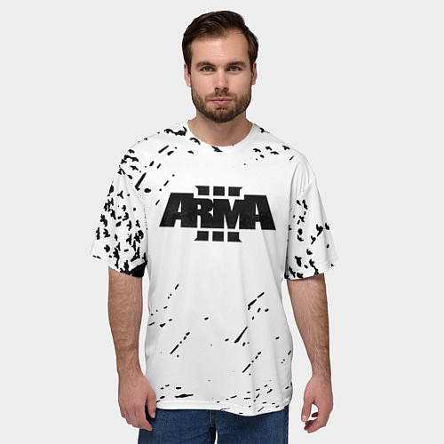 Мужская футболка оверсайз Arma 3 брызги красок экшен / 3D-принт – фото 3