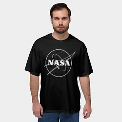 Футболка оверсайз мужская NASA белое лого, цвет: 3D-принт — фото 2