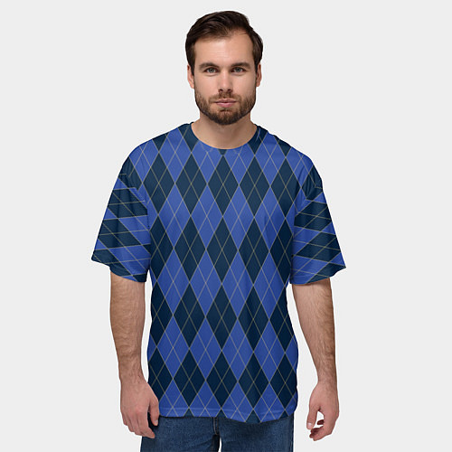 Мужская футболка оверсайз Аргайл супершпион ромбы / 3D-принт – фото 3