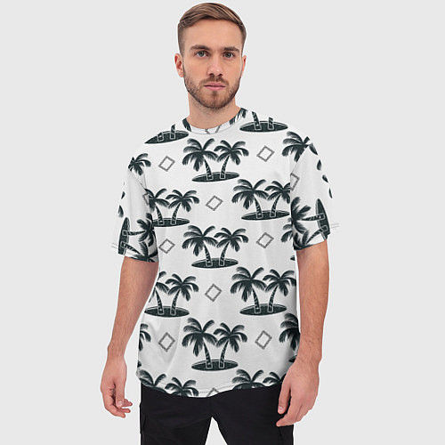 Мужская футболка оверсайз Пальма и ромб / 3D-принт – фото 3