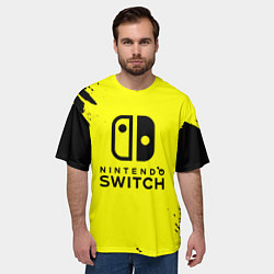 Футболка оверсайз мужская Nintendo switch краски на жёлтом, цвет: 3D-принт — фото 2