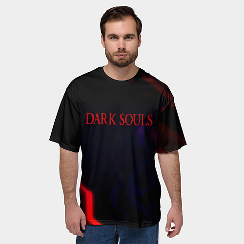 Мужская футболка оверсайз Darksouls geometry cybergame / 3D-принт – фото 3