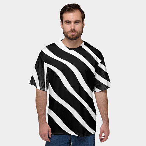 Мужская футболка оверсайз Зебра полосы / 3D-принт – фото 3